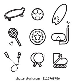 Icons of summer sport activities. Vector illustration.