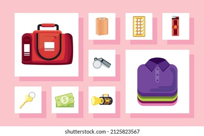 Icons Survival Kit Or Emergency Items