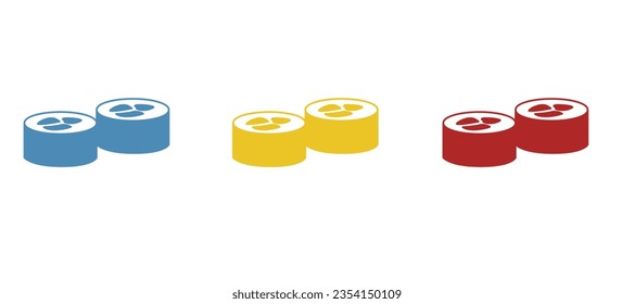 icons of sushi rolls on a white background, vector illustration