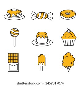 Icons of Sweet Food, Outline Icon, Dessert, Graphic Design