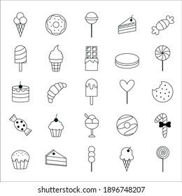 Icons sweets chocolate cake candy pie