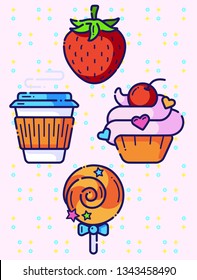 Icons of sweets. For infographics, logo, print