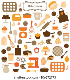ICONS, SYMBOLS AND GRAPHIC ELEMENTS OF KITCHEN TOOLS. Editable vector illustration file.