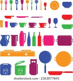 Icons or symbols for kitchen equipment, and can also be used as logos.