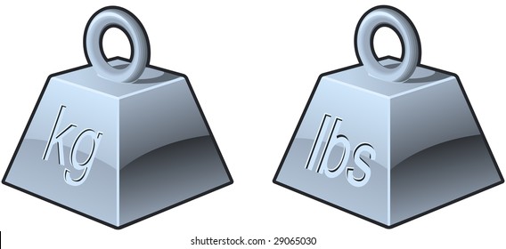 Icons or symbols meaning "heavy", in both kilograms (kg) and pounds (lbs). RGB  color.