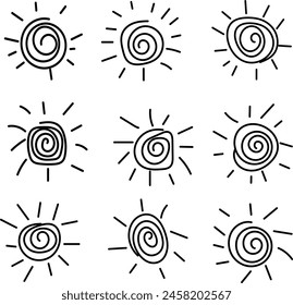  icons and symbols, sun, arc, design templates, geometric abstract design 