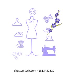 icons. tailor's handwork in creating clothes.vector illustration.