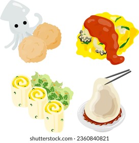 The icons of tasty and unique Taiwanese cuisine such as hua ji maru and chili sauce and meat yuan and egg cake.