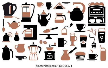 Icons of tea and coffee