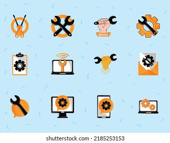 iconos herramientas de servicio técnico, diseño