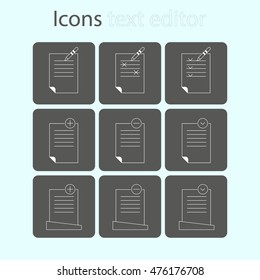Icons text editing: a pen, a sheet of paper. Office icons.