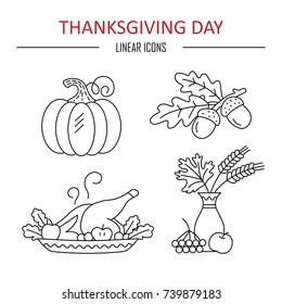 Icons Thanksgiving Day. Vector illustration.