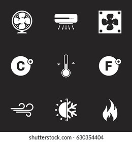 Icons for theme air conditioning. Black background
