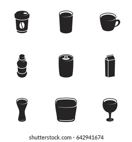 Icons for theme beverages, vector, icon, set. White background