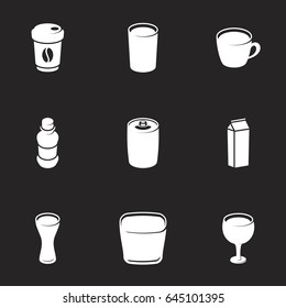 Icons for theme beverages, vector, icon, set. Black background