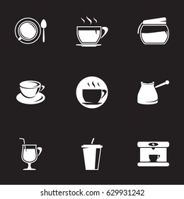 Icons for theme black coffee. Black background