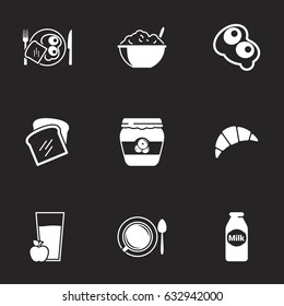 Icons for theme breakfast. Black background