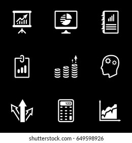 Icons for theme business, vector, icon, set. Black background