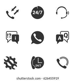 Icons for theme call center,support service. White background