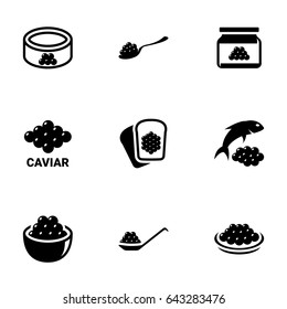 Icons for theme caviar, vector, icon, set. White background