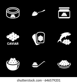 Icons for theme caviar, vector, icon, set. Black background
