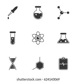 Icons for theme Chemistry and science. White background