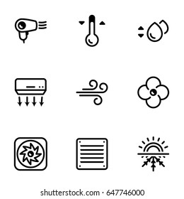 Icons for theme Cooling, air conditioning , vector, icon, set. White background