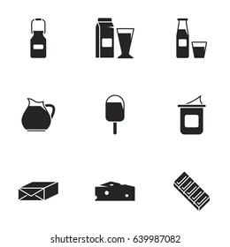 Icons for theme Dairy, vector, icon, set. White background