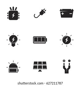Icons for theme Electricity. White background