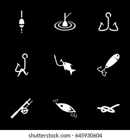 Icons for theme fishing, vector, icon, set. Black background