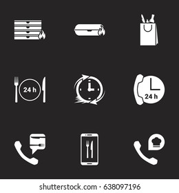 Icons for theme food delivery. Black background