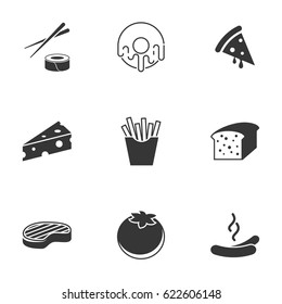 Icons for theme, food. White background