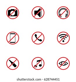 Icons for theme forbidden sign. White background