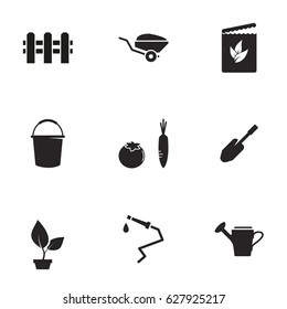 Icons for theme Gardening. White background