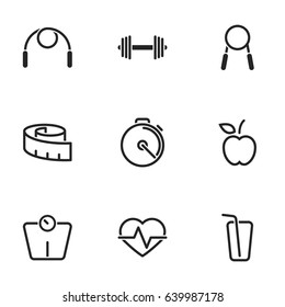 Icons for theme Health and Fitness, vector, icon, set. White background