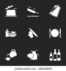 Icons for theme Kitchen. Black background