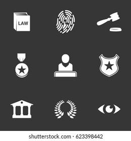 Icons for theme law. Black background