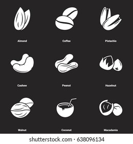 Icons for theme Nuts. Black background