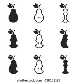 Icons for theme pear. Vector, icon, set