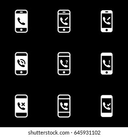 Icons for theme Phone, smartphone , vector, icon, set. Black background