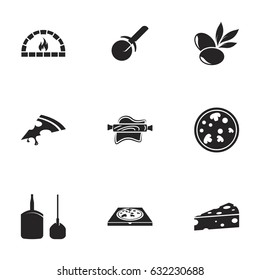 Icons for theme Pizza. White background