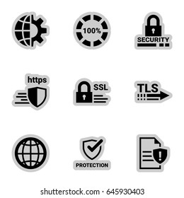 Icons for theme Protection, internet security, caution , vector, icon, set. White background