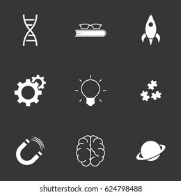 Icons for theme Science and studies. Black background