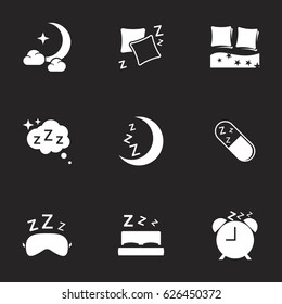 Icons for theme sleep. Black background