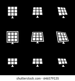 Icons for theme solar panels, vector, icon, set. Black background