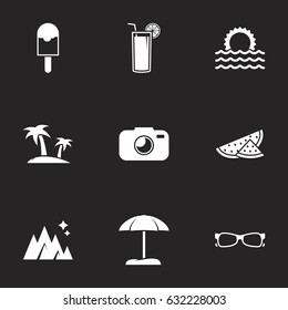 Icons for theme Summer. Black background