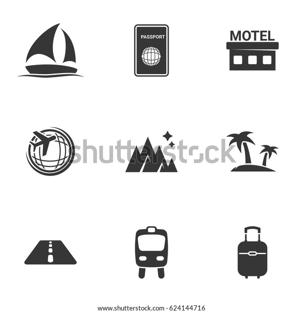 Icons for\
theme Travel and tourism. White\
background