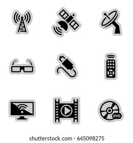 Icons for theme TV, satellite, broadcasting, vector, icon, set. White background