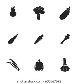 Icons for theme Vegetables. White background