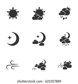Icons for theme weather. White background